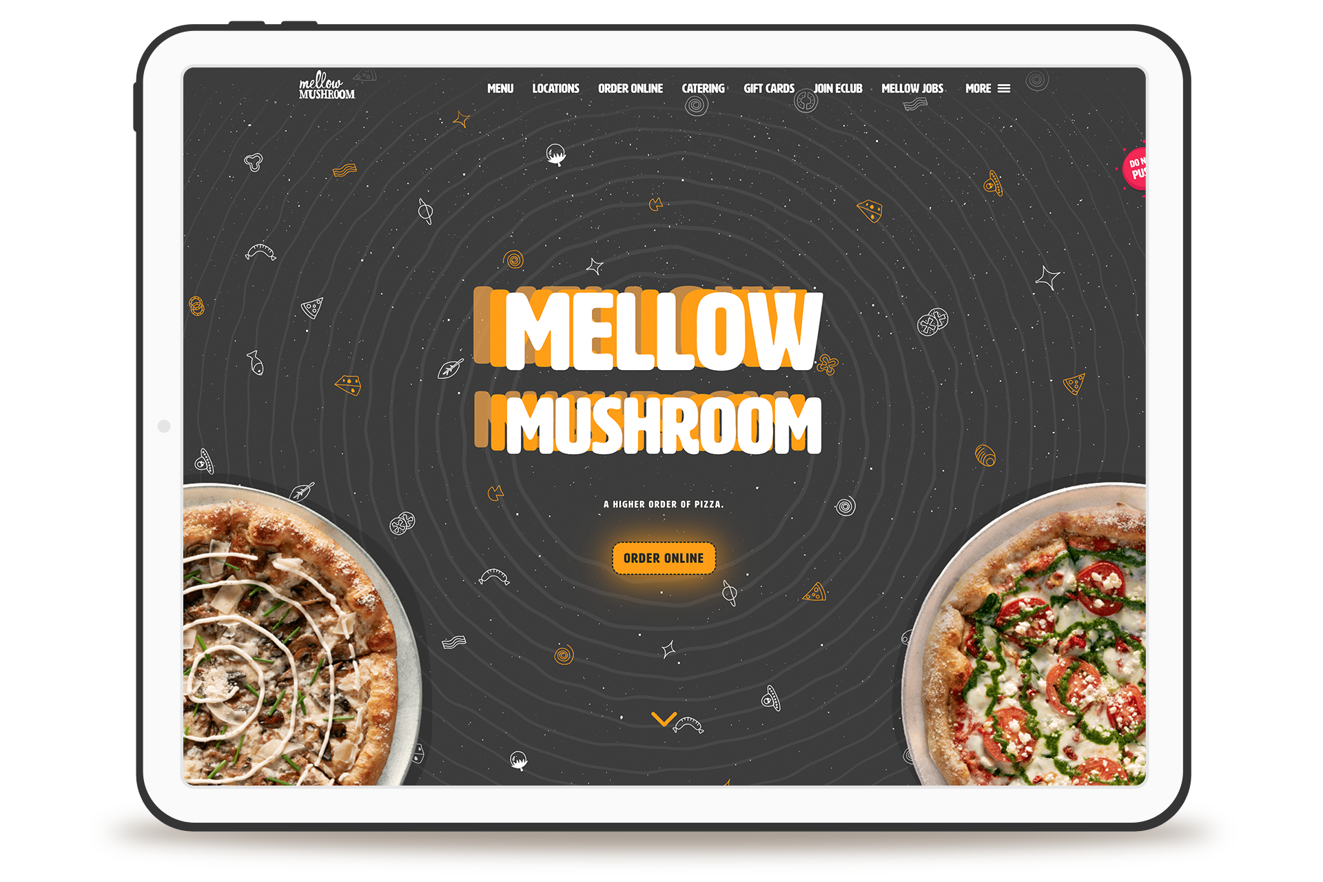 Mellow Mushroom restaurant website development and technology home page