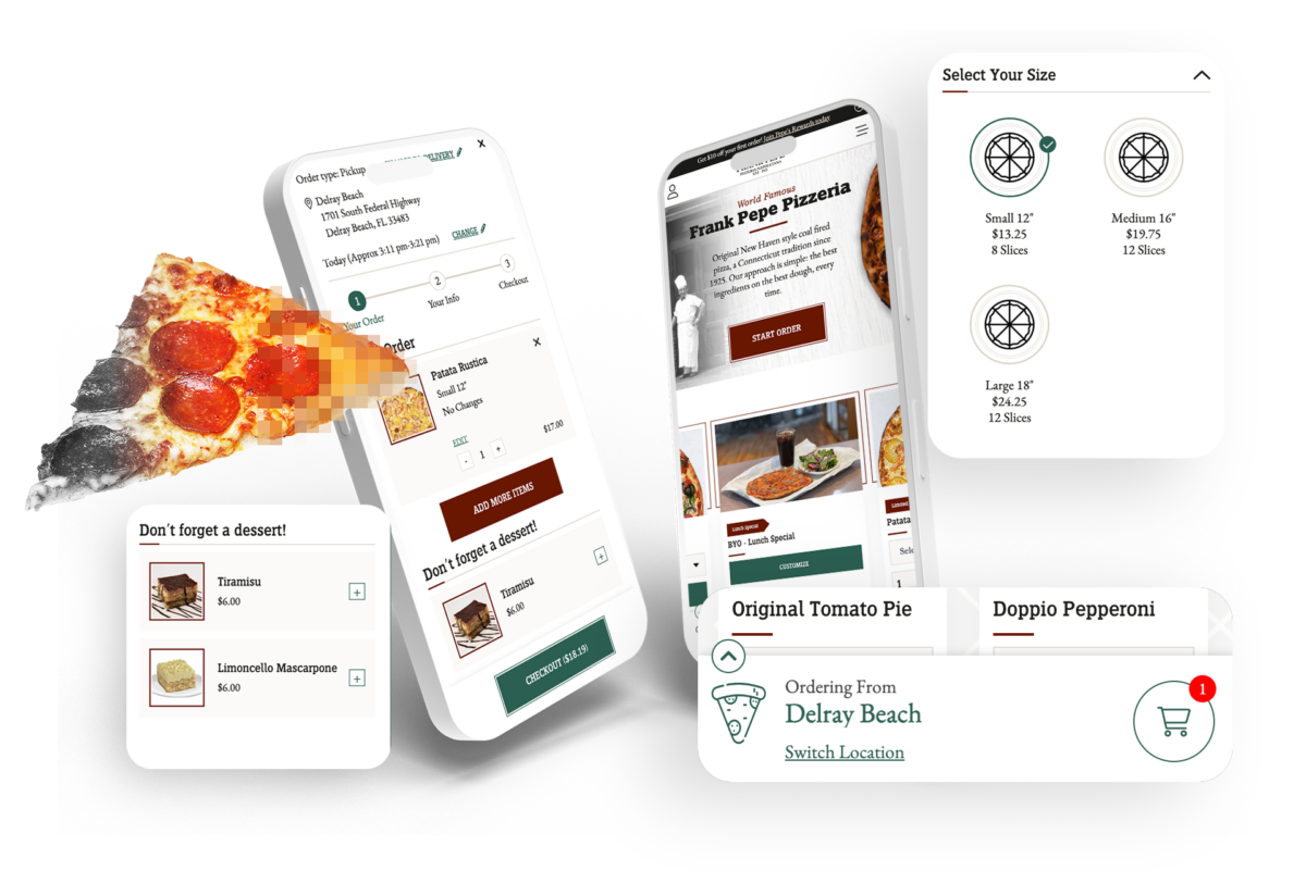 Frank Pepe's Pizzeria restaurant website development and design and integration