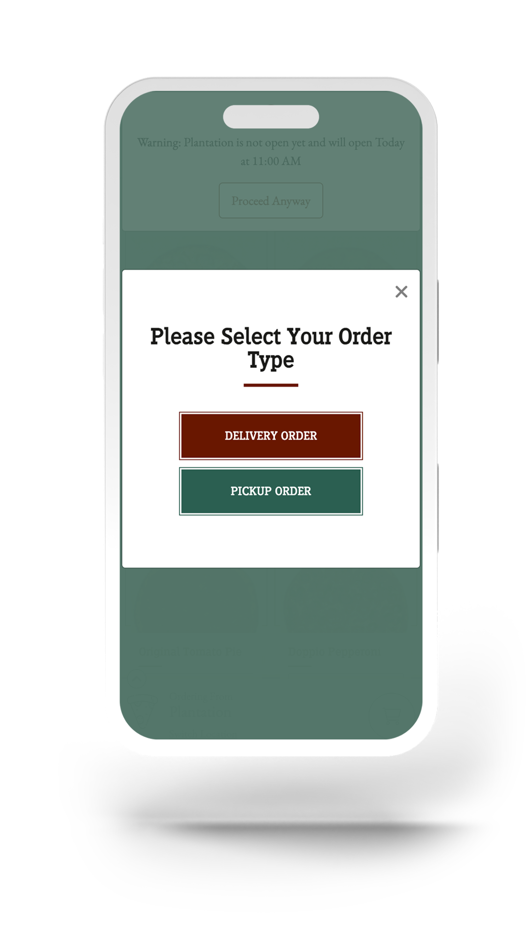 Frank Pepe's Pizzeria pizza restaurant online ordering flow design ux