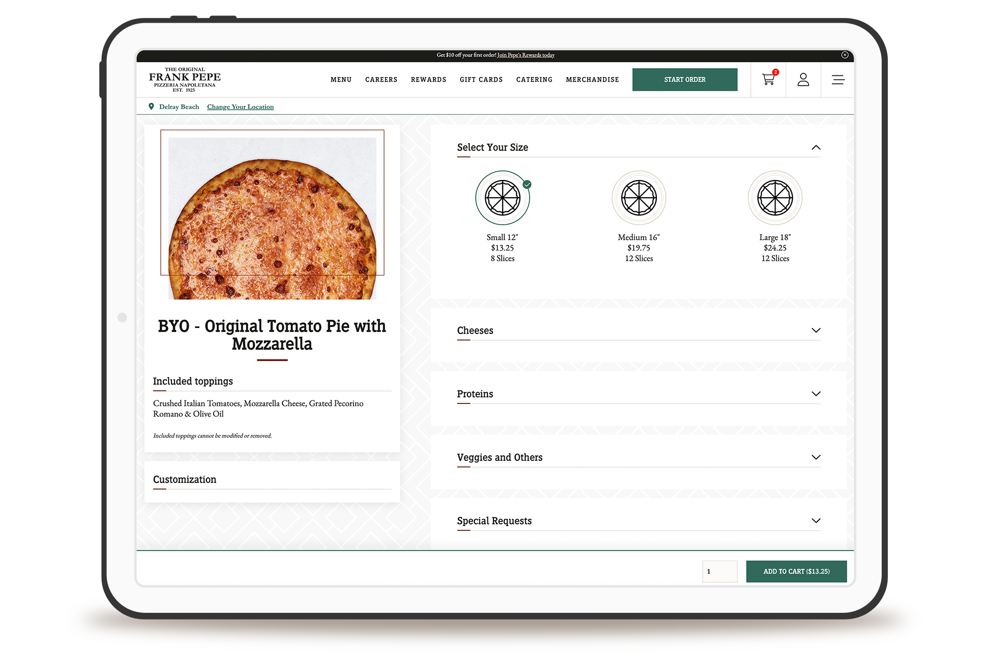 Frank Pepe's Pizzeria restaurant website design and development