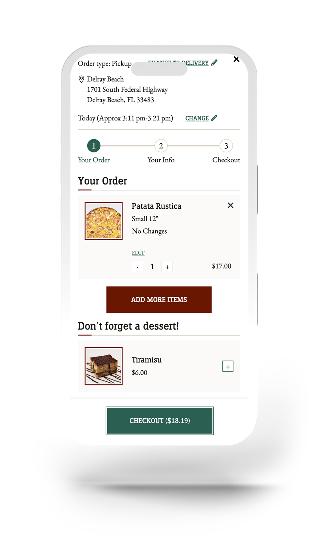 Frank Pepe's Pizzeria website design and development mobile cart checkout integration